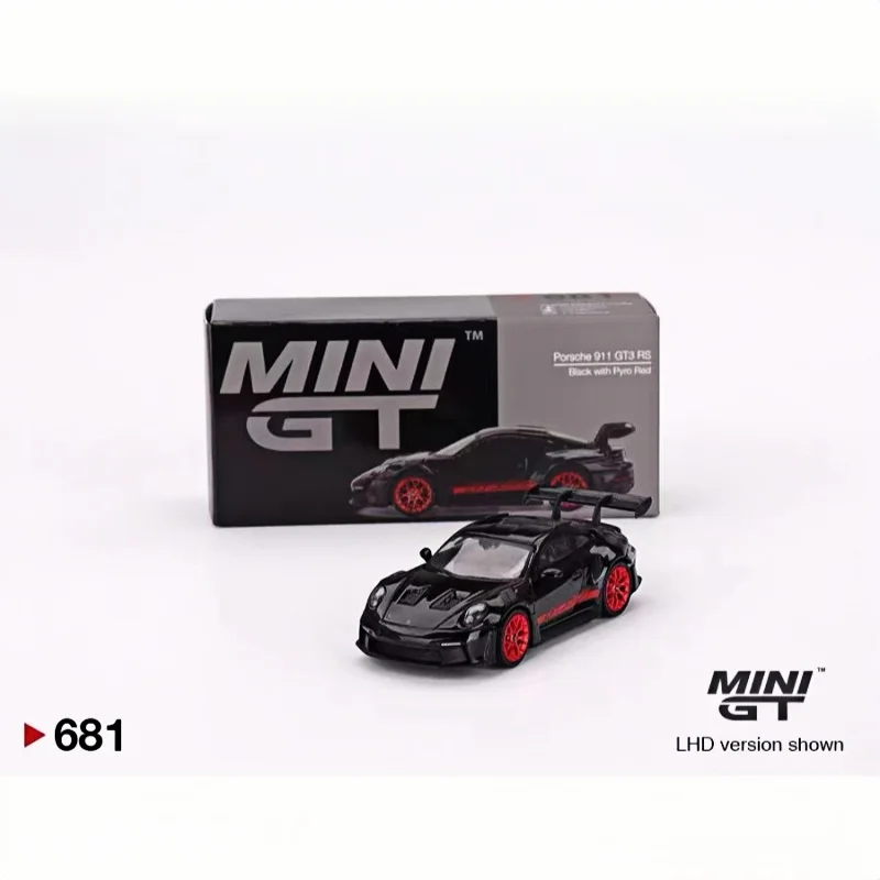 1:64 Porsche 911 992 GT3RS Miniaturen aus Druckgusslegierung mit schwarzem und rotem Rand, Sammelstücke für Erwachsene, Jungenspielzeug, Kindergeschenke
