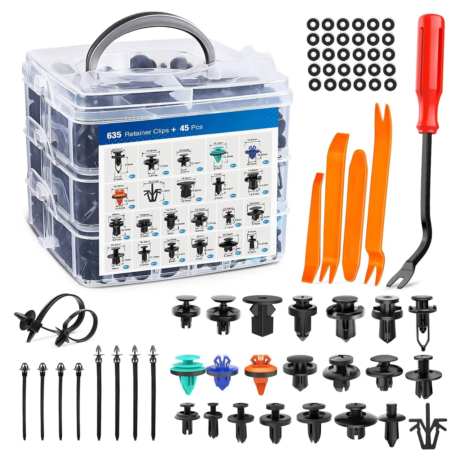 자동차 범퍼 리테이너 클립 문짝 패널 클립, 푸시 펜더 리벳 확장 나사 교체 키트, 리무버 포함 패스너 모음 
