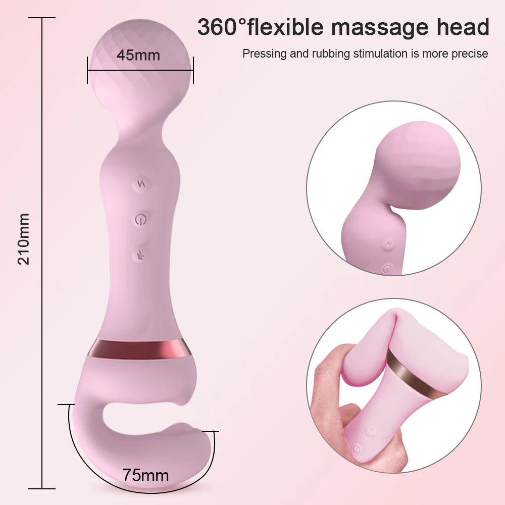 Powerful 2 in 1 AV Vibrator Female Magic Wand Clitoris Stimulator USB Recharge 20 Modes G Spot Massager Sex Toys for Women