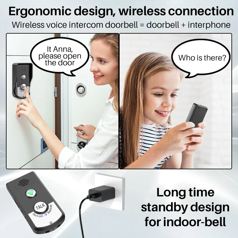 1000M Wireless Long Distance Press to Talk Intercom Door Phone Two Way Audio Doorbell