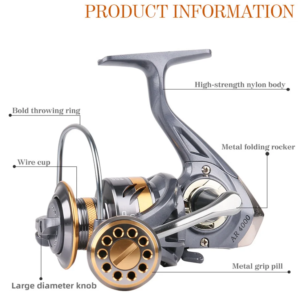 New Fishing Spinning Reel Winter Pesca Carp Molinete 8-15kg Drag Accessories Reels Peche Coil 2000-7000 Molinete Freshwater