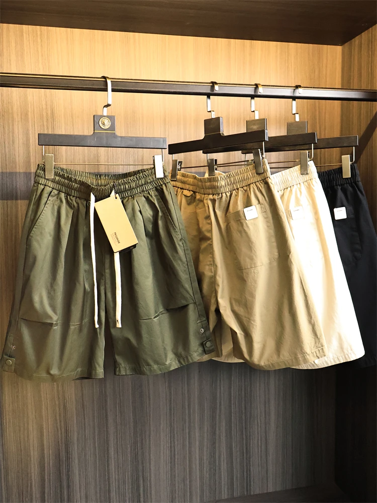 

Retro American Sle Men's Cotton orts Breathable Elastic Waist Straight Leg Five-Quarter Pants Summer Comfortable Faion