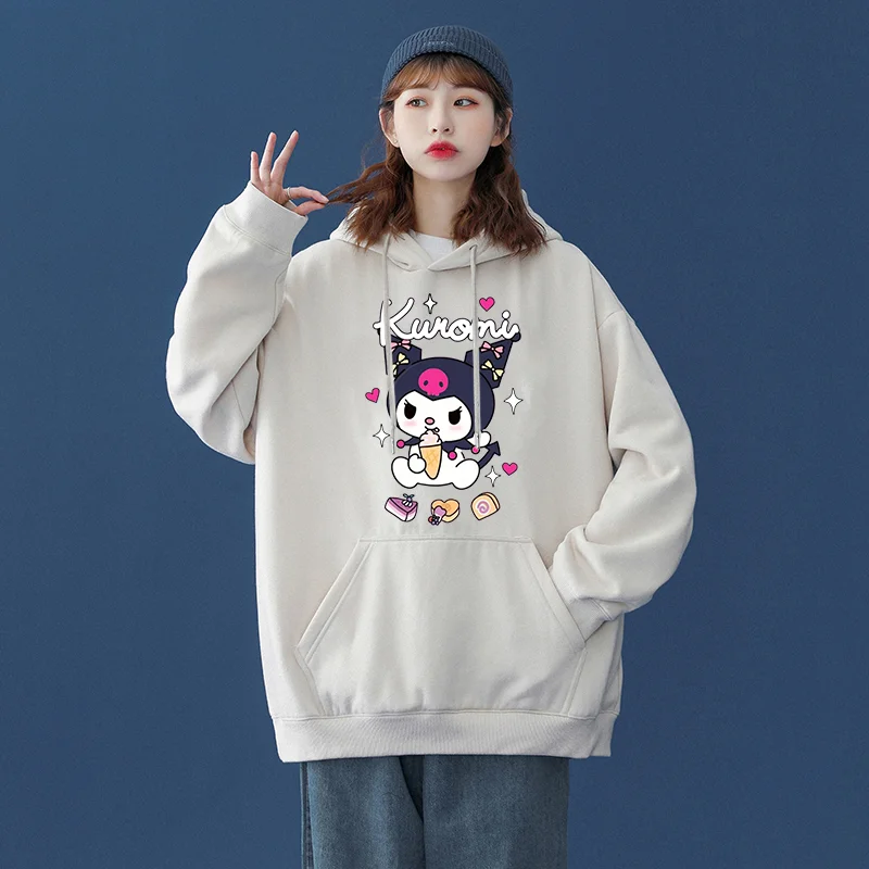 Kawaii Kuromi casual cute print unisex hoodie spring and autumn Sanrio cartoon casual sports street print hoodie