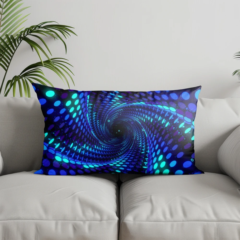 Home Decor Abstract Blue Wave Pillow Cover Suitable For Sofa Bedroom Car Pillow Cover Cushion Rectangular Back Cushion