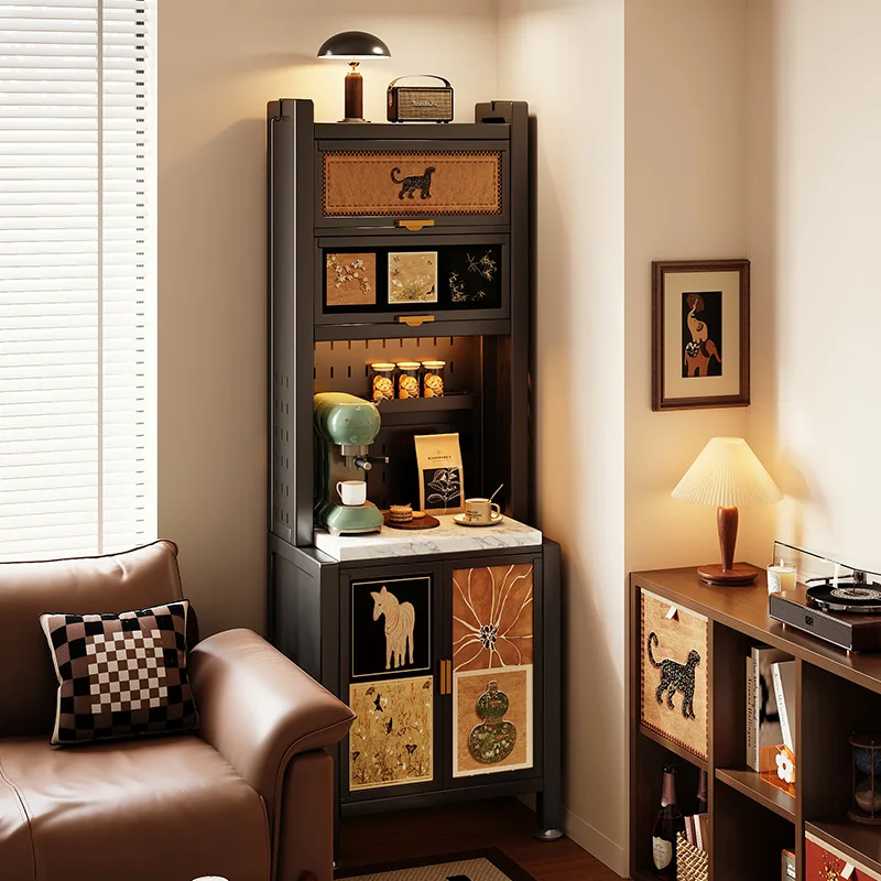 ultra-thin dining side against the wall integrated locker very narrow high cabinet stainless steel coffee cabinet 3