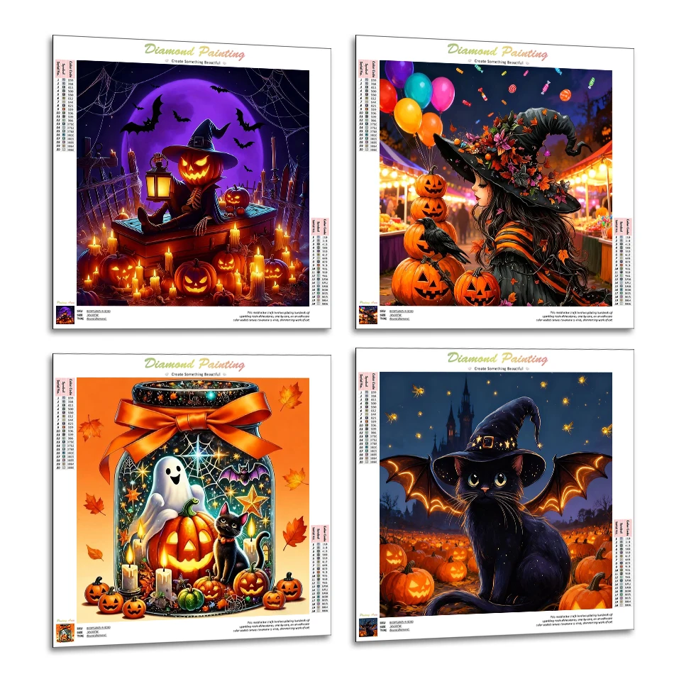 

RUOPOTY 5D Diamond Painting Kit Needle Arts Craft Halloween Diamond Mosaic Paintings Set Rhinestones Diy Stitch Home Decoration