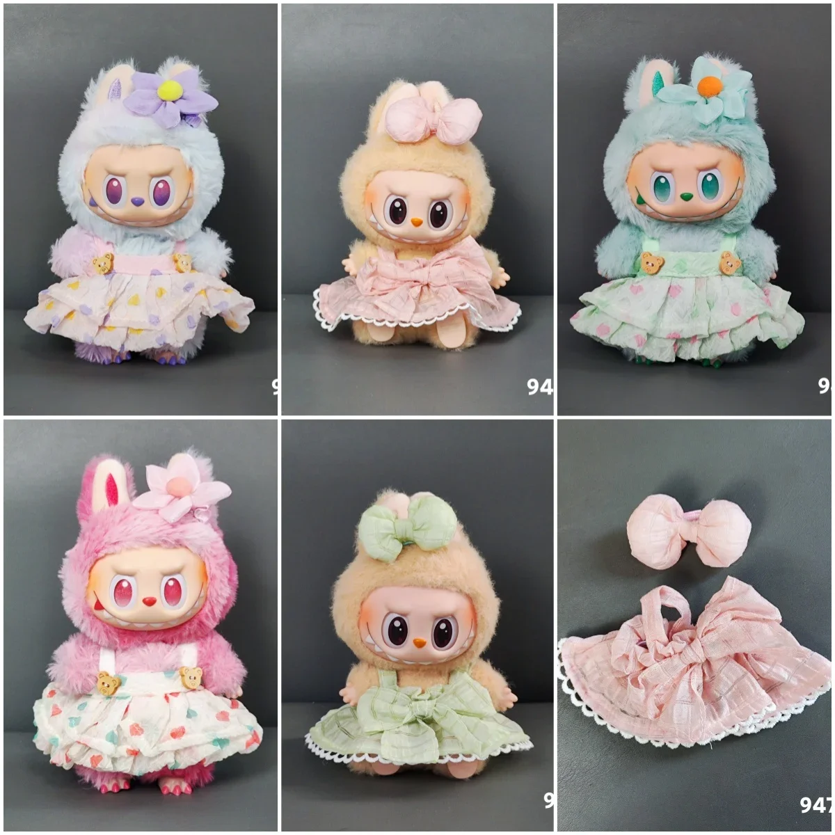 

Doll clothes accessories for Labubu 10cm cotton doll, sweet leopard print pleated gauze skirt outfit