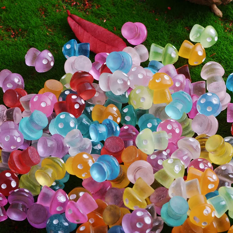 10/20PCS/pack Luminous Mushrooms Fairy Garden Accessories Mini Mushroom Glow At Night Miniatures Garden Decoration Kids Toys