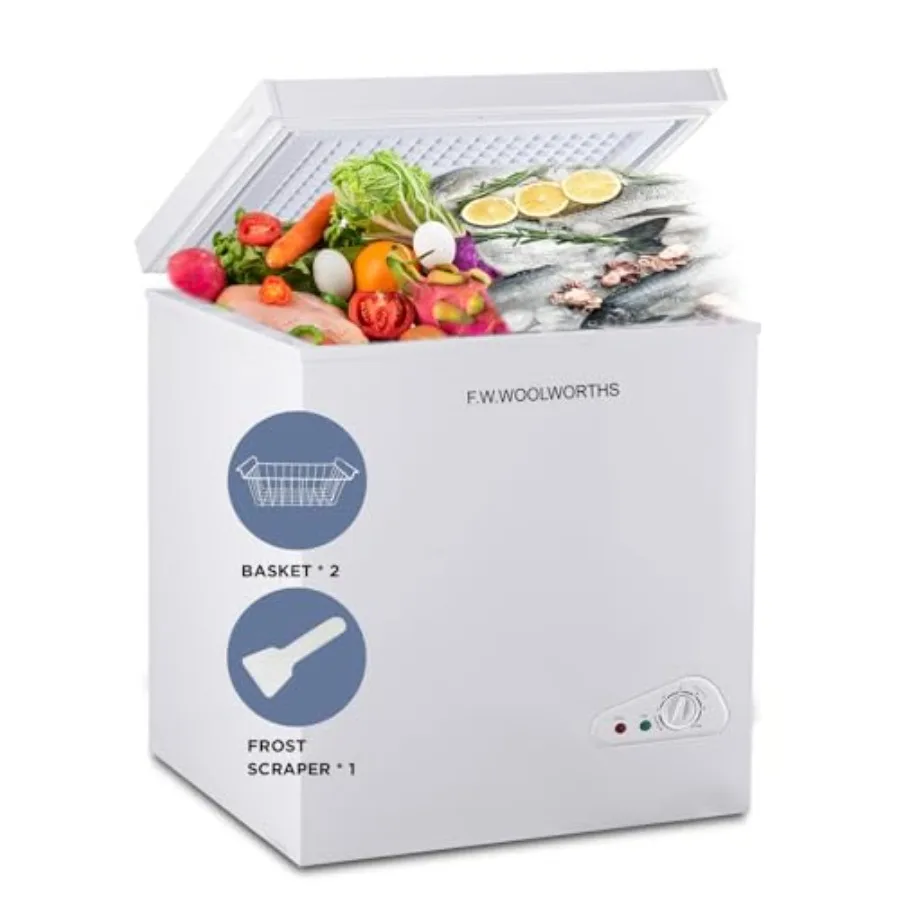 

7.0 Cu.Ft Compact Deep Freezer with 7 Gears Temperature Control and Removable Basket for Efficient Food Storage in Kitchen Home