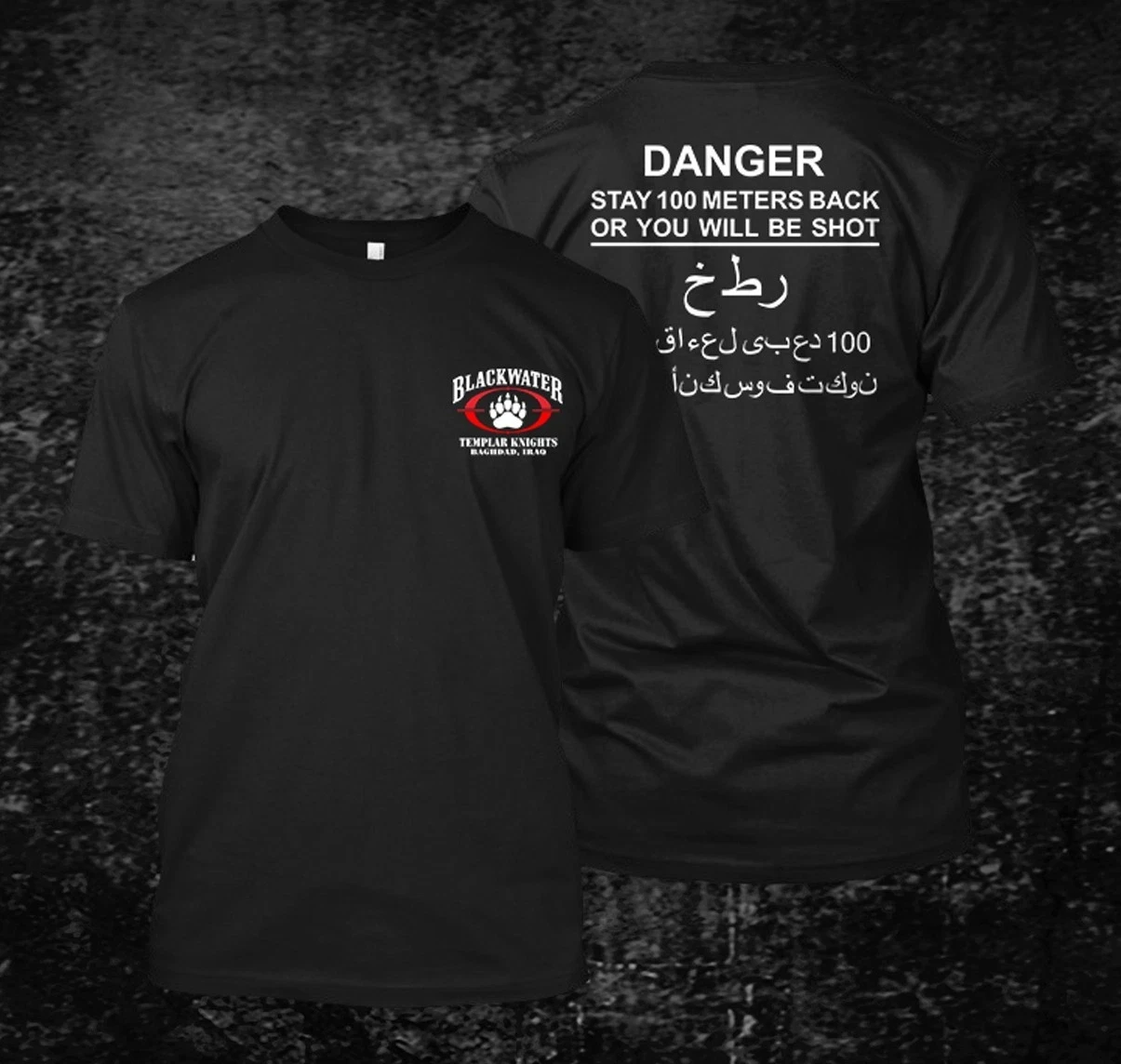 Blackwater Templar Knight Danger Shot – Maßgeschneidertes Herren-T-Shirt mit Rücken- und Vorderseite-Aufdruck
