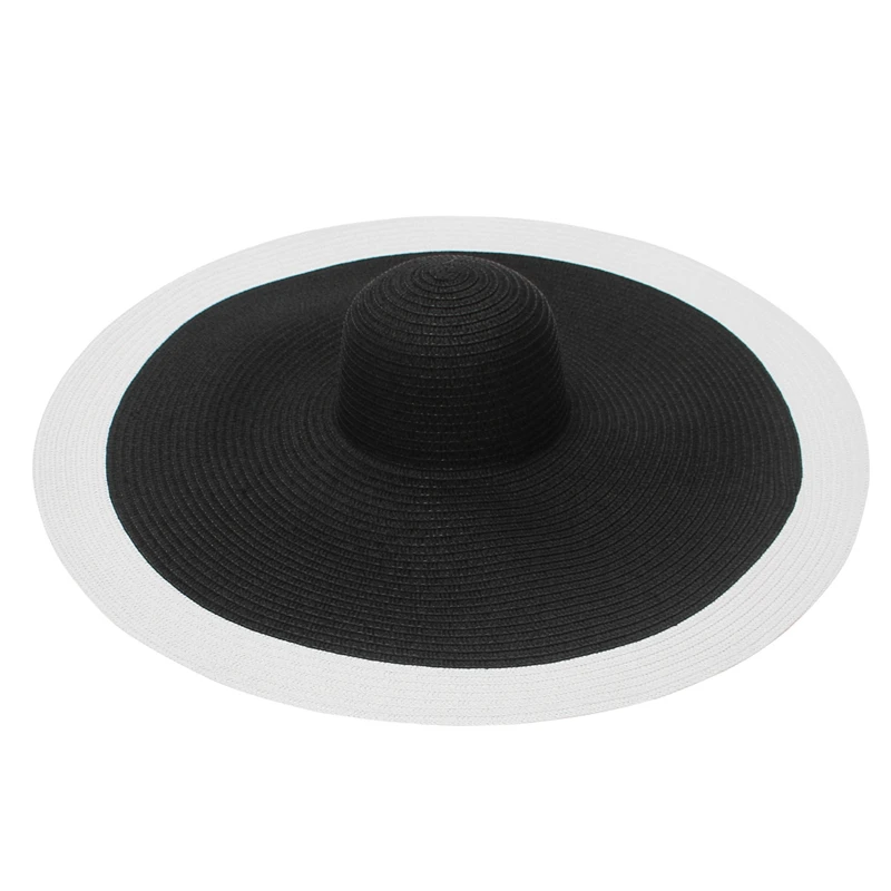 25 cm große Krempe, übergroße Strandhüte für Damen, großer Strohhut, UV-Schutz, faltbarer Sonnenschutzhut – Detail 3
