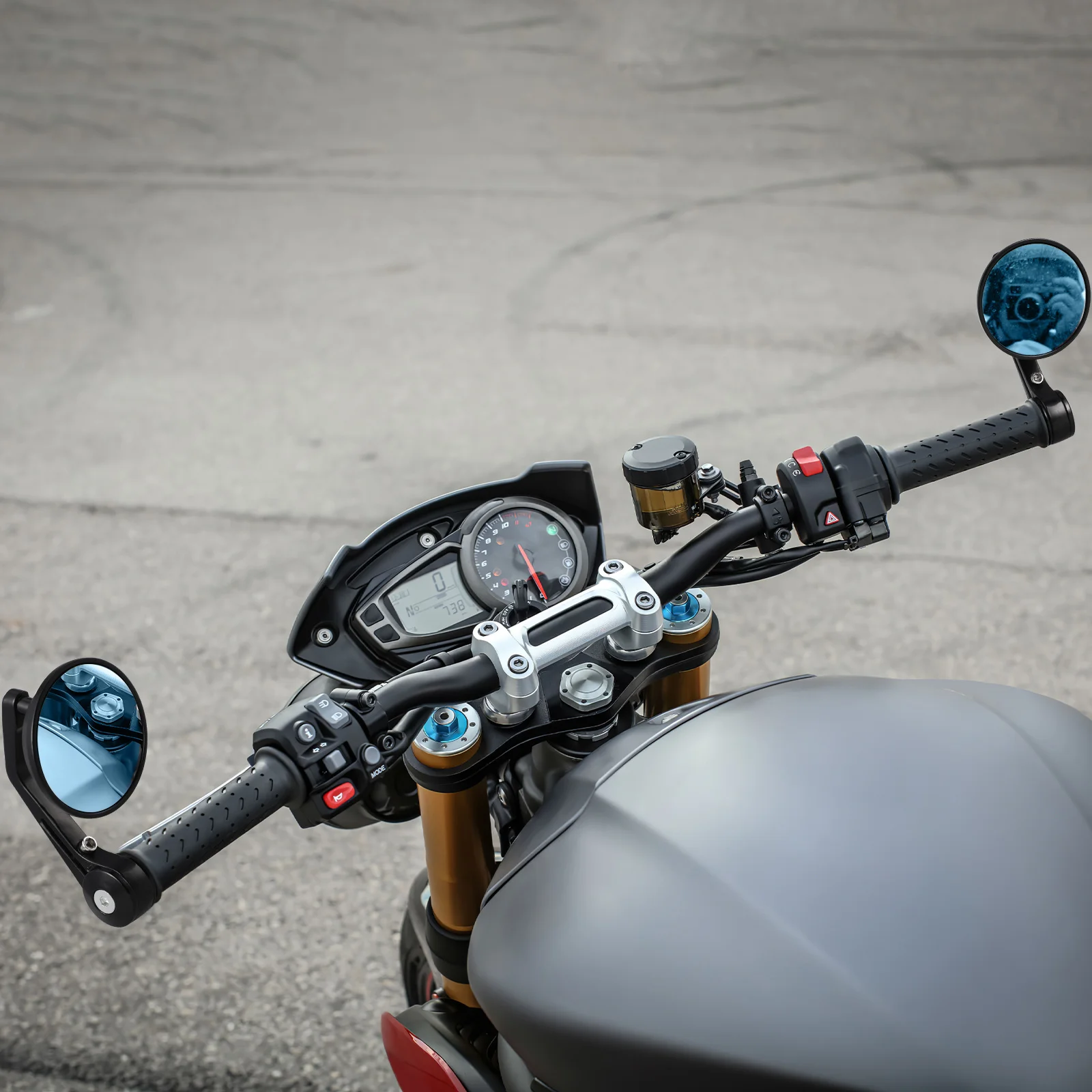 

1Pair Circular Motorcycle Mirrors Aluminum Alloy Rear View Mirror for Handlebars Rotatable Bike Mirror with Wide Viewing Angle