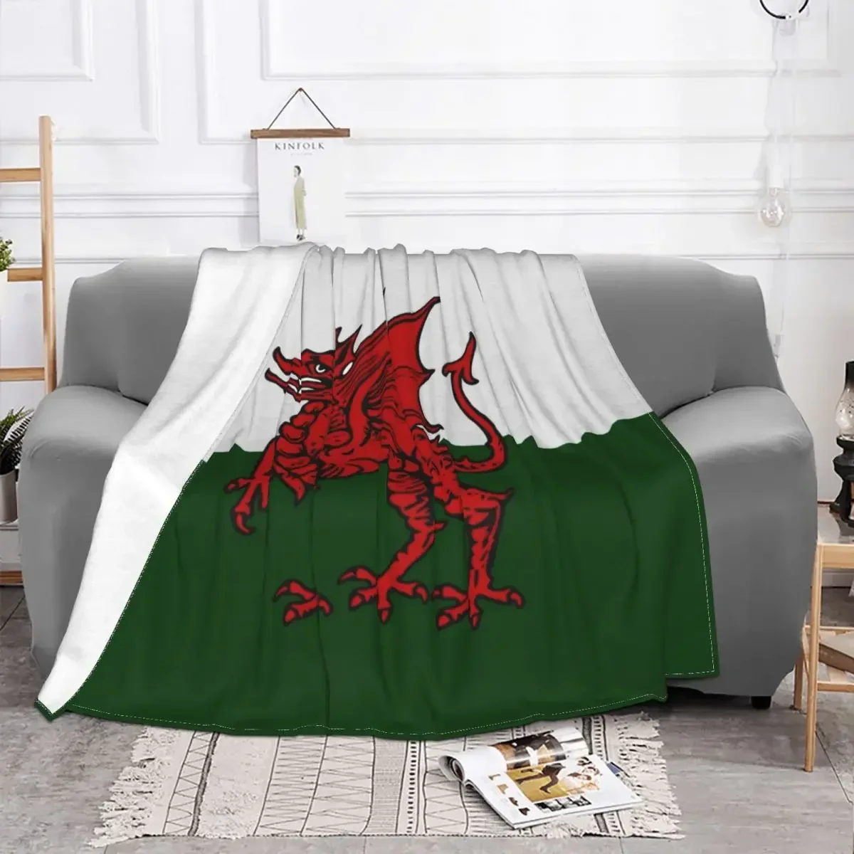 Welsh Dragon Blankets Coral Fleece Plush Printed Multi-function Super Warm Throw Blanket for Home Bedroom Bedding Throws