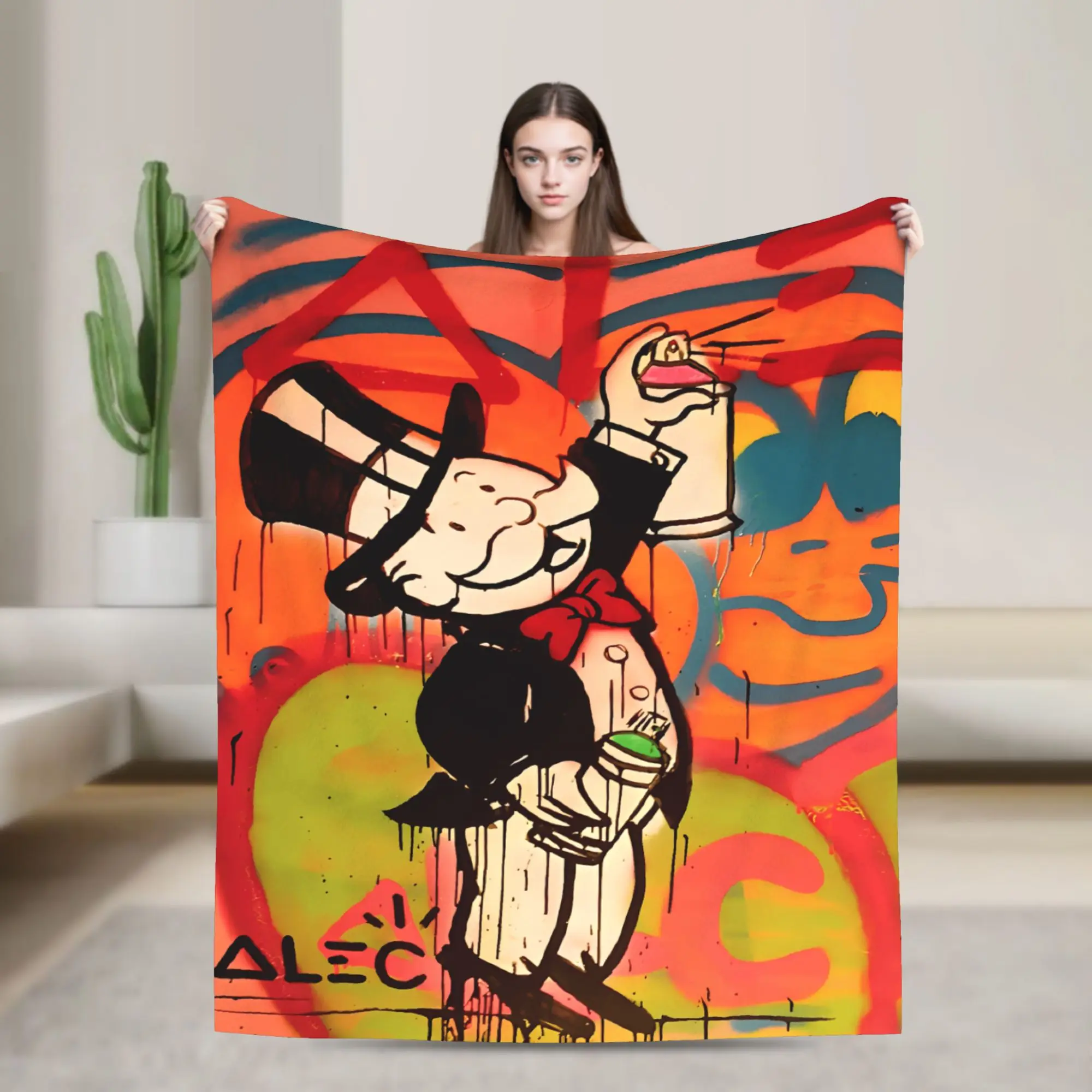 Spary Monopoly  Monopolys Money Dance Blankets Quality Soft  Bedding Throws Winter Picnic Living Room Funny Bedspread