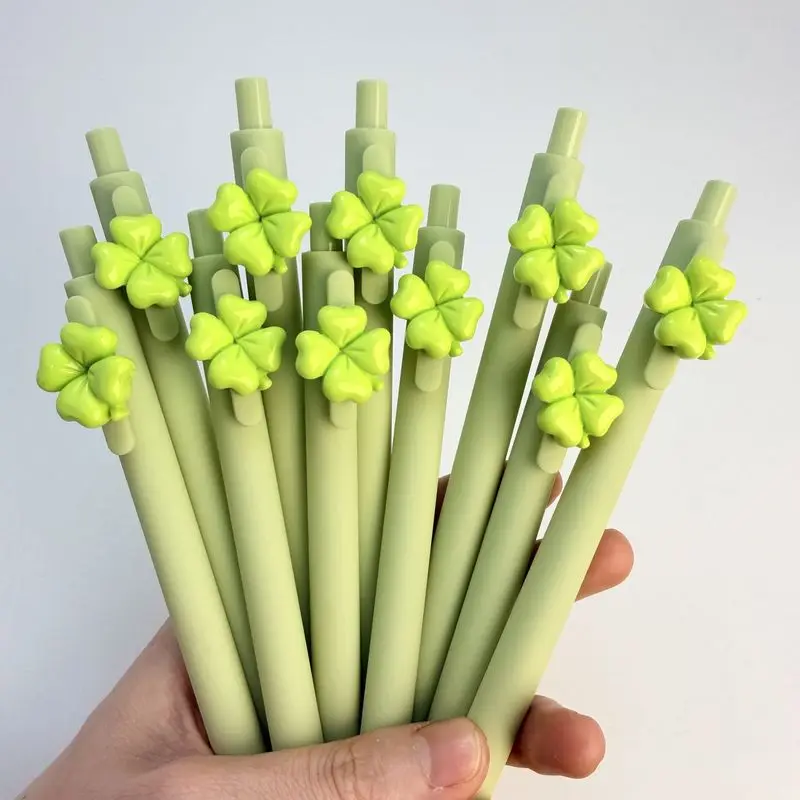 20/30pcs Creative, simple, cute, cartoon four-leaf clover-shaped retractable ballpoint pen Campus Design Back-to-School Season G