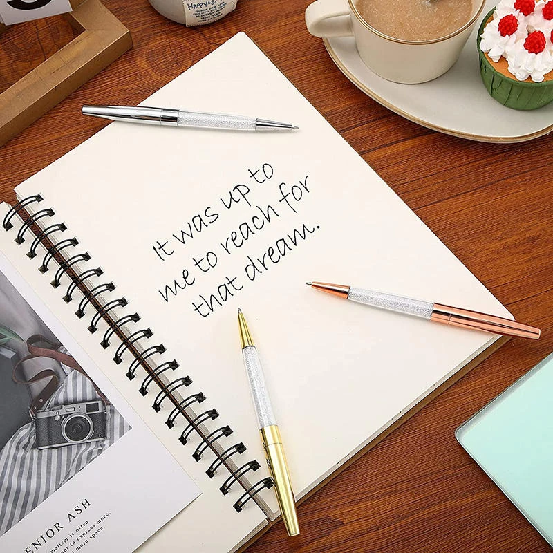 60Pcs 금속 크리스탈 볼 펜 로즈 골드 크리스탈 펜 결혼 선물 다이아몬드 펜