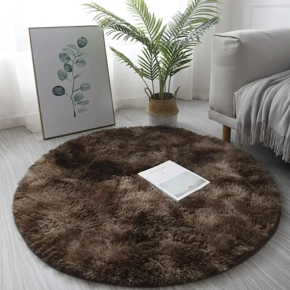 60cm Round Plush Carpet Shaggy Fluffy Rugs For Living Room Bedroom Floor Mats Bedside Area Rug Rainbow Soft Carpet Kids Room Mat