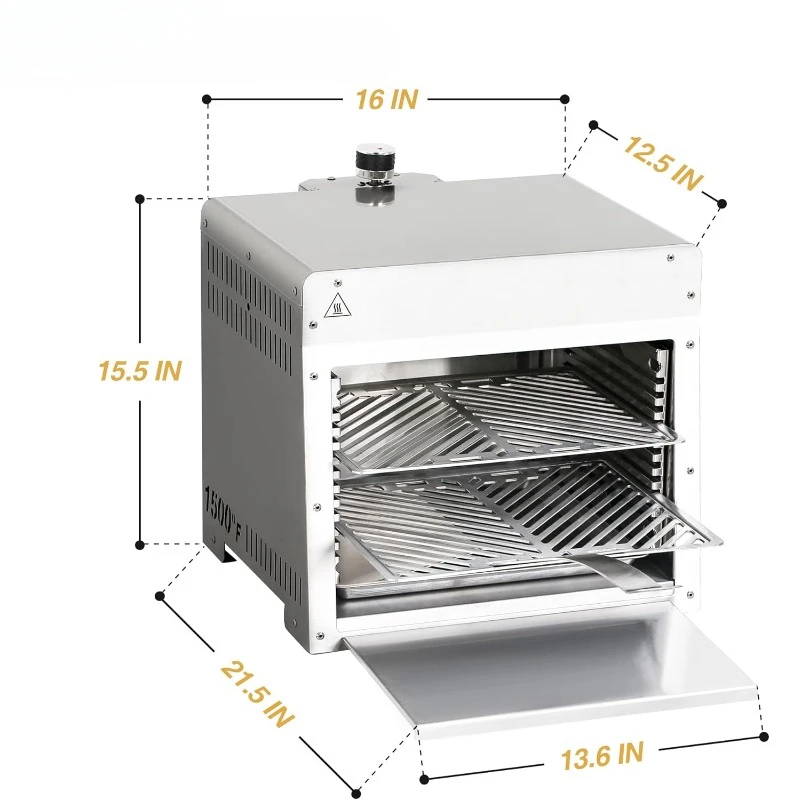 1500°F Infrared Grill Tabletop Broiler, Portable BBQ Machine with Pizza Stone for Steak, Burgers, and Pizza，home.