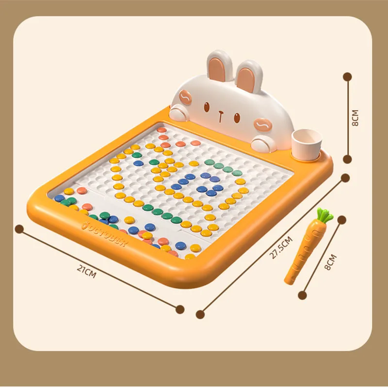 Rabbit Magnetic Drawing Board Children Drawing Board Magnetic Beads Radish Pen Graffiti Board Early Education Montessori Toy
