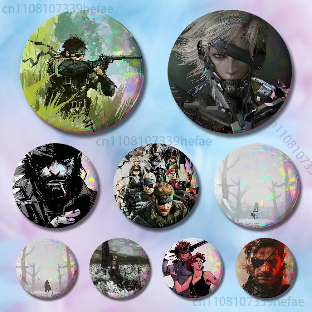 

M-Metal Gear Pin Tinplate Round Brooch Cosplay Nijigen Otaku Culture Badges 58mm 44mm 32mm 75mm 25mm