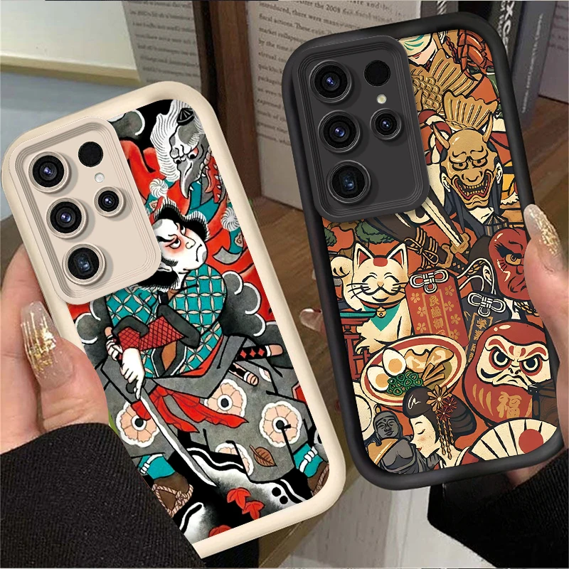 Ukiyo-e Ghost Samurai Sea Wave Case for Samsung Galaxy S25 S24 S23 Ultra S22 S21 Plus FE 5G A54 A34 A14 A73 A53 A33 5G Cover