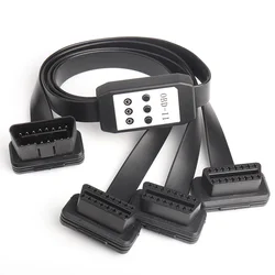 8pin 16Pin OBD 3 IN 1 Splitter Cable Wire Extension Cords Male to Triple Female Connector with Switch For Multiple OBD2 Cable