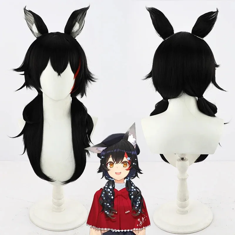 5 Types VTuber Hololive Ookami Mio Cosplay Wig Ears Ookami Mio Black Red Highlight Long Neta Wolf Girls Cosplay Synthetic Hair