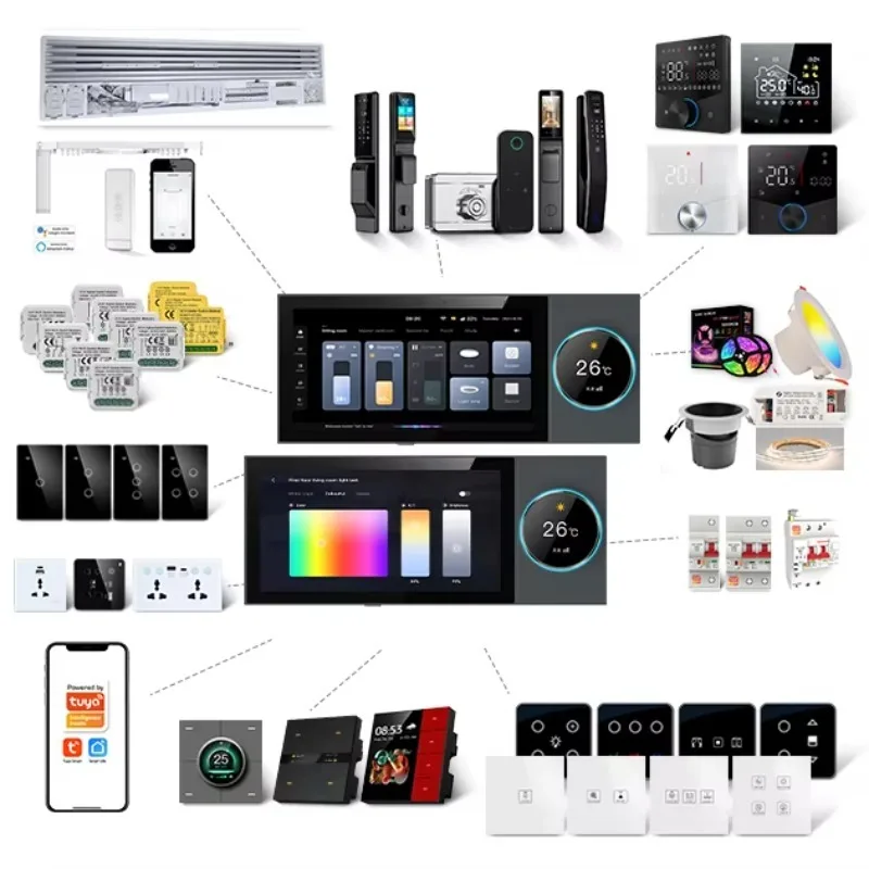 20256 Inch Wifi Android Tuya Zigbee Smart Home Control Panel With Music Power Amplifier Supporting 2 Speakers