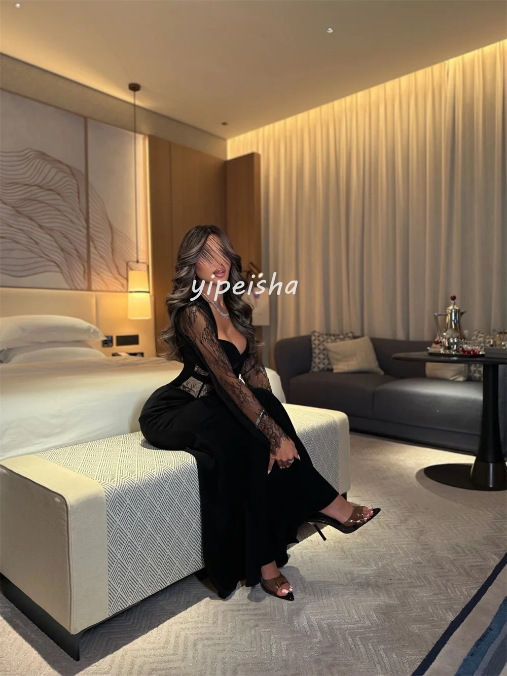 Robes longues sirène en dentelle plissée, Style chinois, personnalisées, col en v, robes d'occasion sur mesure, haute qualité, mode