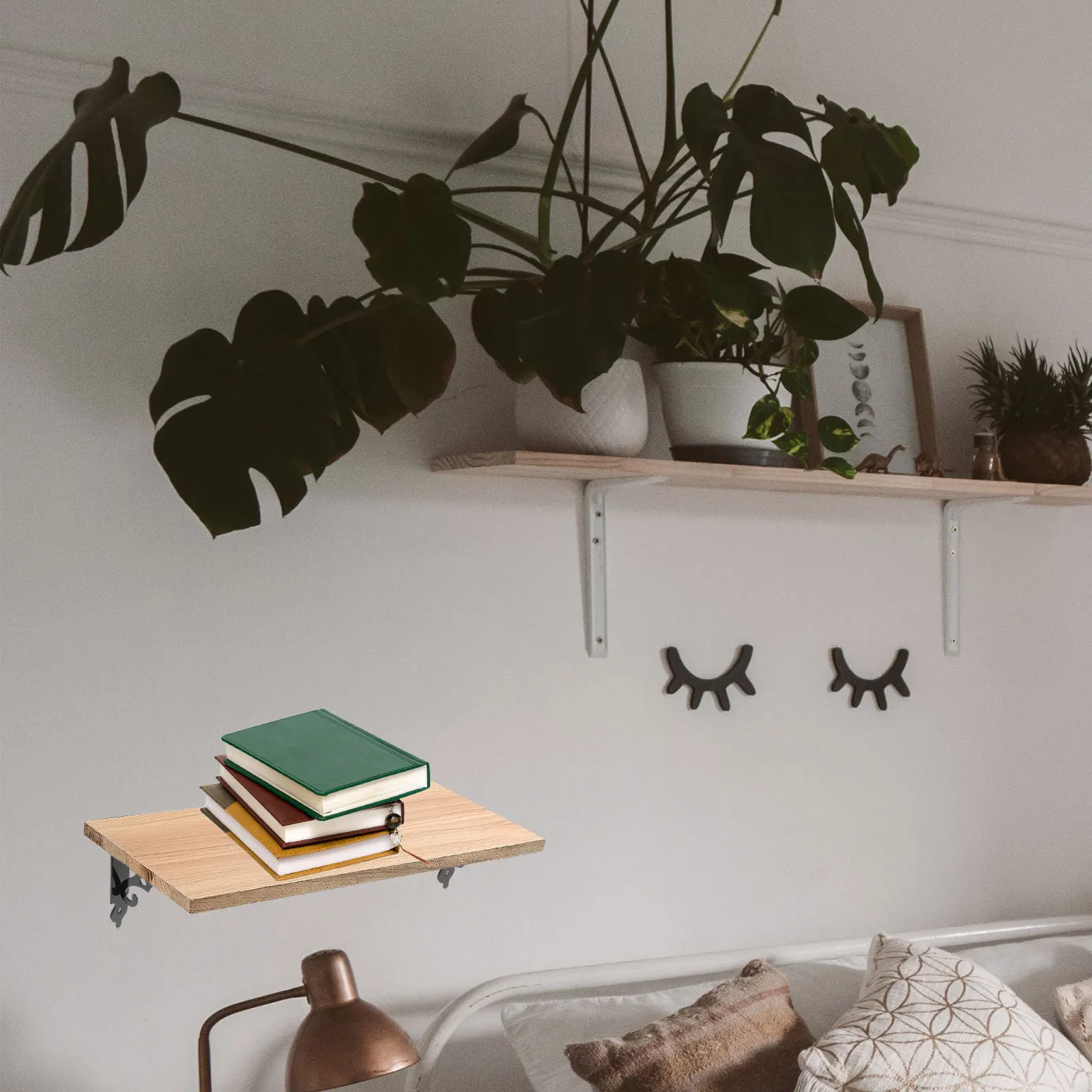 

2Pcs Sturdy Wall Shelf Bracket Thickened Fixed Support Easy Install Farmhouse Vintage Decorative Shelving Brackets