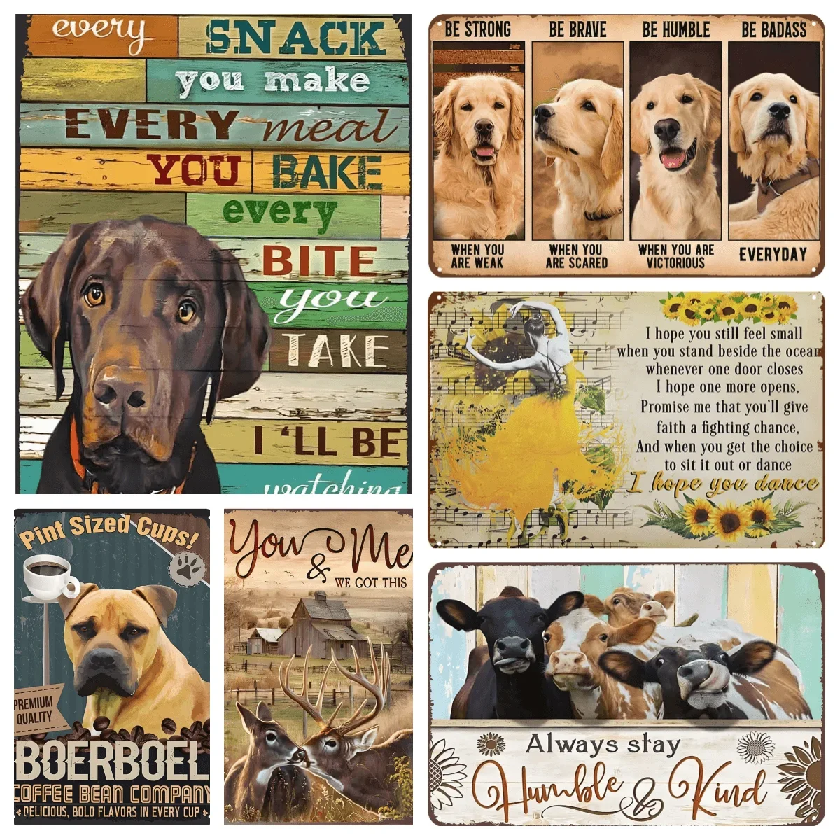 Letrero de Metal de Labrador de Chocolate, Golden Cow Retriever, decoración rústica Vintage, letrero de hojalata para el hogar, cocina, Bar, cafetería, Club, decoración de pared