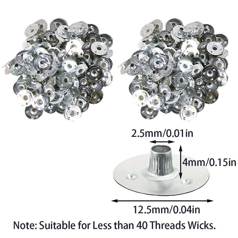 100/200/500/1000Pcs Metal Candle Wick Holder Tabs 12.5mm, Wick Base Clips, DIY Scented Candle Craft Making Accessories