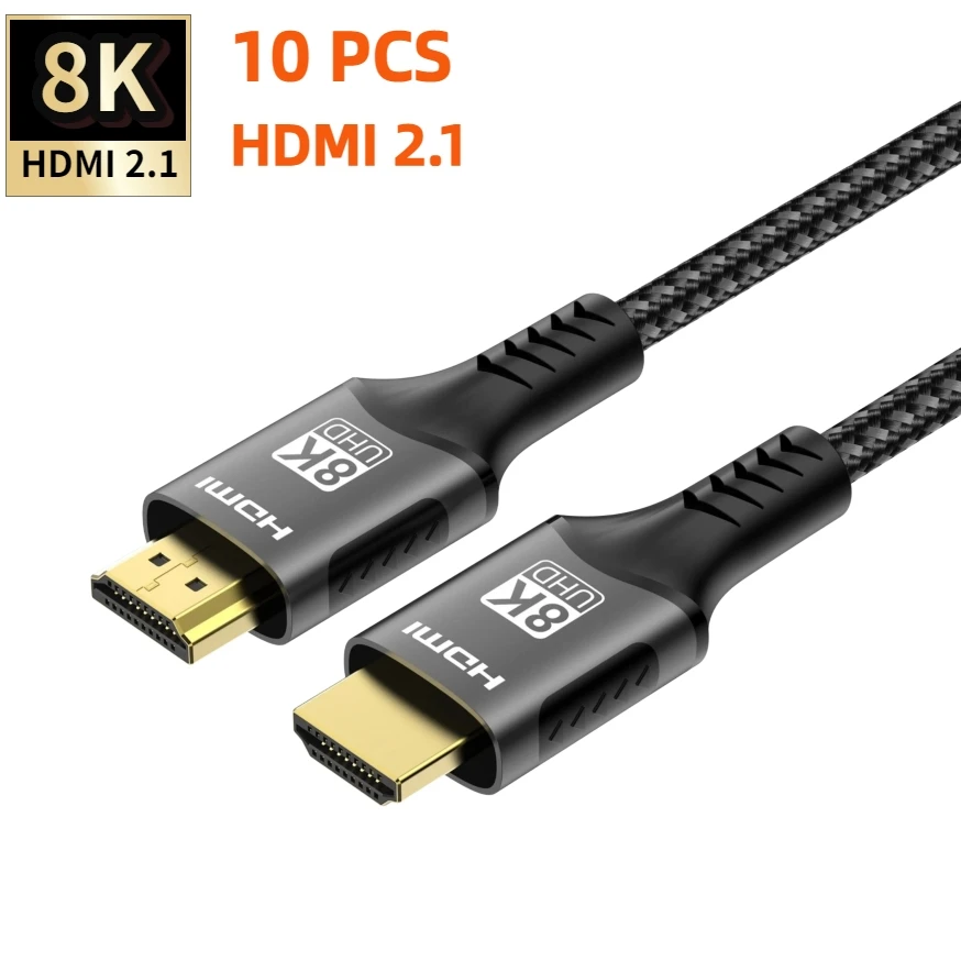 8K@60Hz HDMI 2.1 Cable 2m/3m 48Gbps High Speed Braided Cord - 10 Pack 2m/10 Pack 3m/5+5 Combo for PS5/Xbox Series X/8K TV/Gaming Monitor