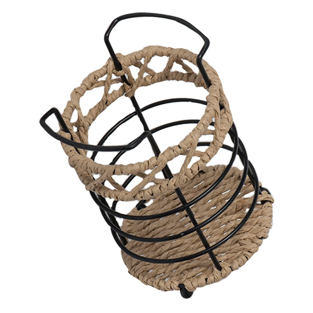 

Monitor Desktop Storage Bucket Office Pretty Holds Woven Pen Holder Iron Organizer