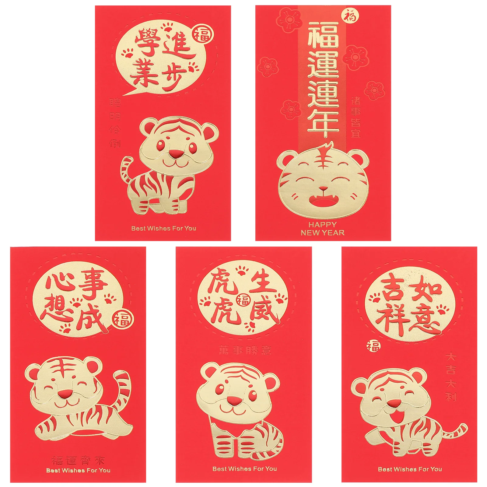 30pcs New Year Envelopes 2022 Chinese Tiger Year Money Pockets Red Packets For Spring Festival Traditional Ceremony Chinese