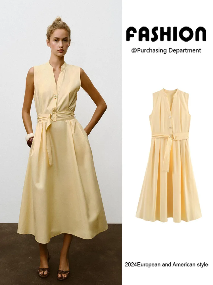 

Faionable Midi Dr ZA2025 Autumn New Women's Faion Personali Matching Belt Silk Charmeuse Gown Deep V Ne Svel