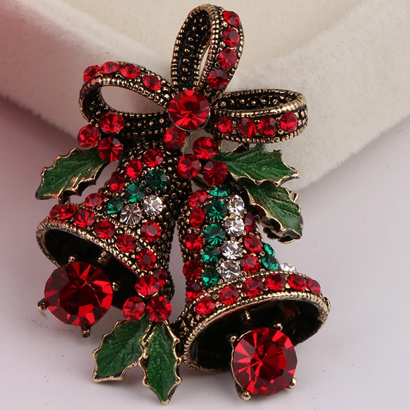 Pin bros setelan natal hadiah kreatif pita korsase Premium antik lonceng bros Natal mode dekorasi perhiasan pesta