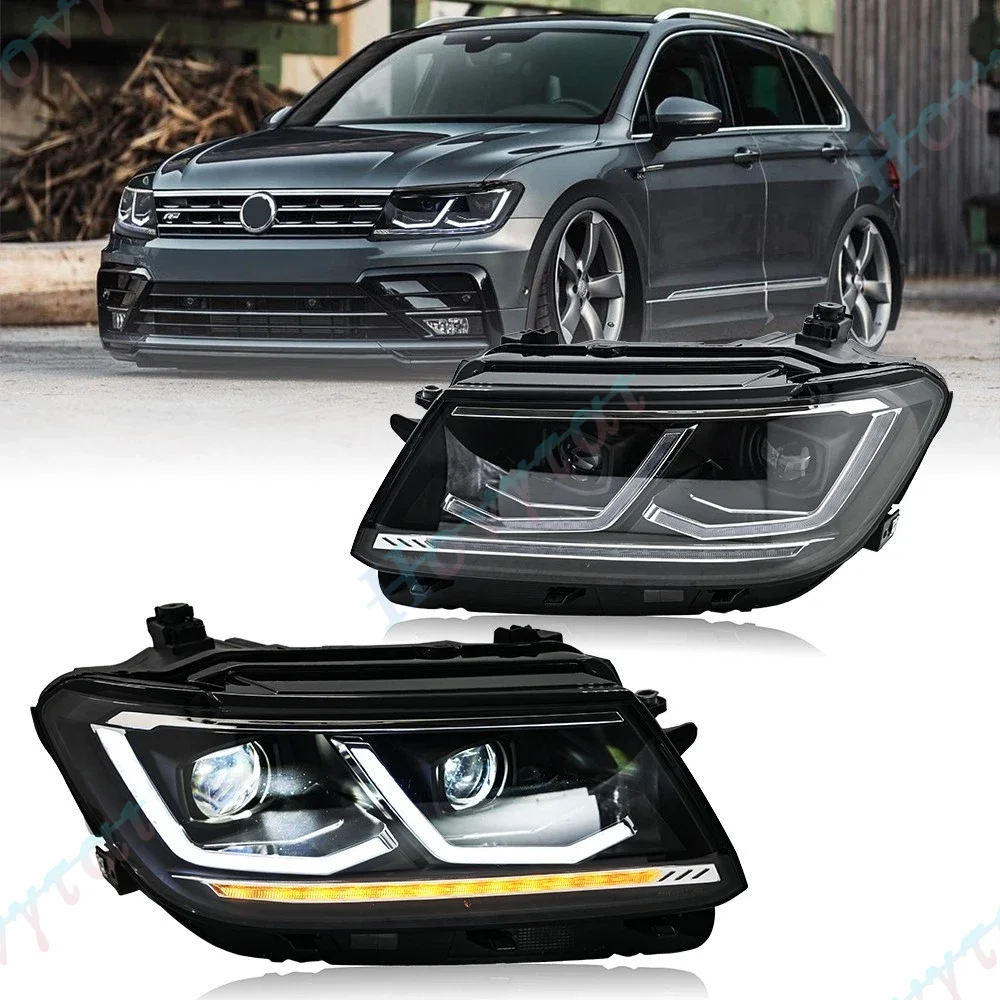 

Пара светодиодных фар для Volkswagen Tiguan 2018-2021 (модели E, S, SEL, R-Line), передние фары, указатели поворота, дневные ходовые огни (DRL), головное освещение