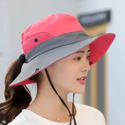 K106 For women's fisherman hat panama fashion sun hat breathable fisherman protection hat ponytail hat summer hat beach sun hat