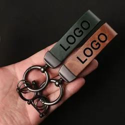 LLavero de cuero genuino de lujo Vip, soporte para llavero de coche, joyería personalizada, regalo con logotipo 3D, llavero de coche exquisito, personalizado