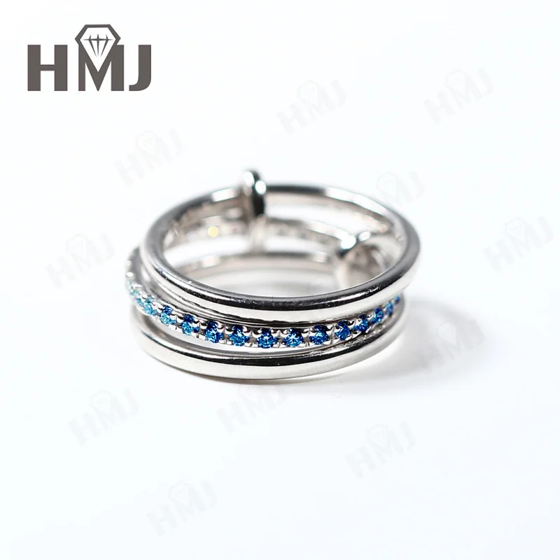 

Кольцо для штабелирования, выращенное в лаборатории муассанит, сапфир, рубин, серебро Columbia 925 пробы, 10 карат, 14 карат, 18-каратное золото, многослойное соединительное кольцо, подвеска в стиле Ins