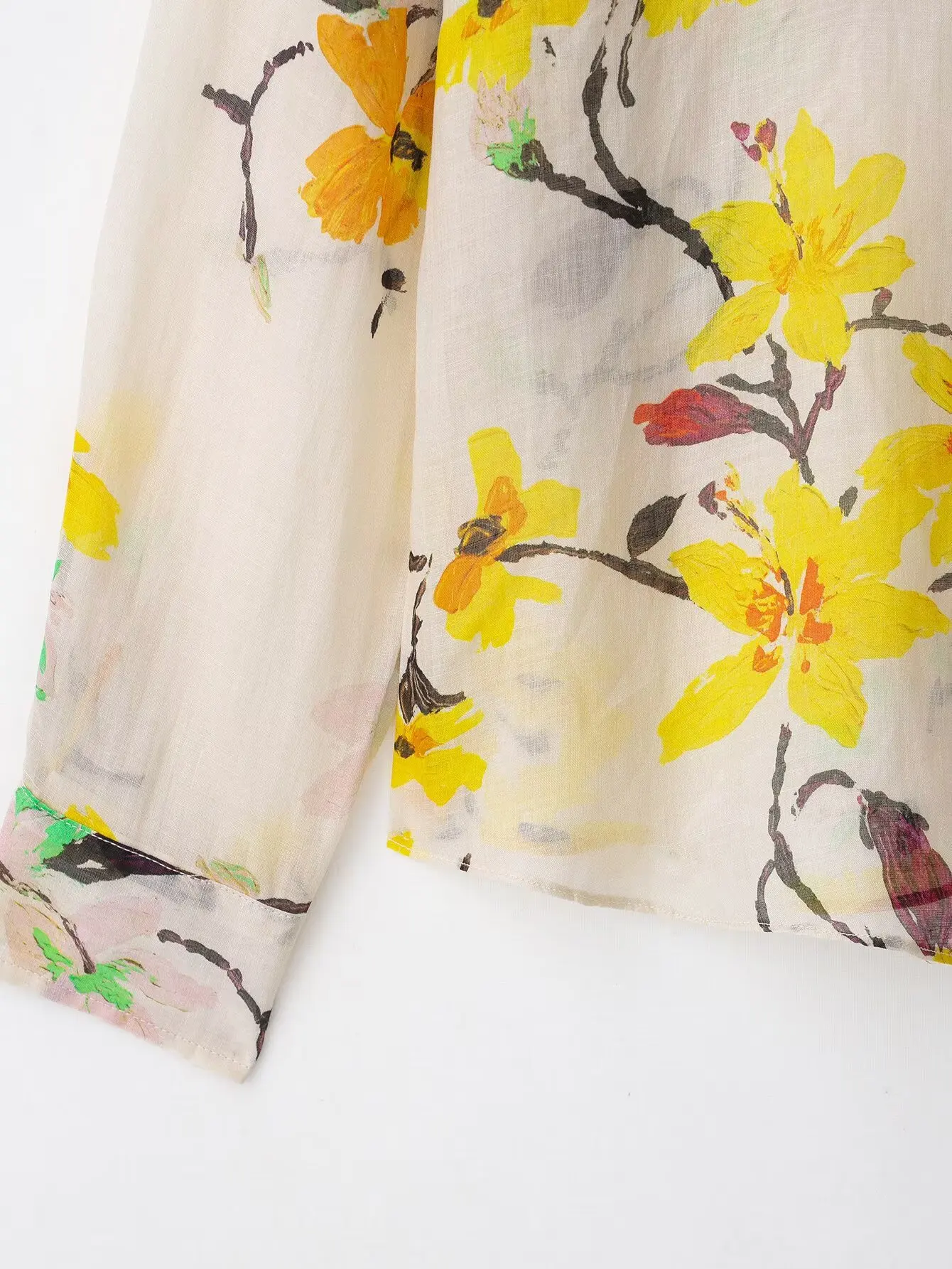 Camicia ampia da donna con stampa floreale monopetto a maniche lunghe casual di nuova moda con colletto rovesciato