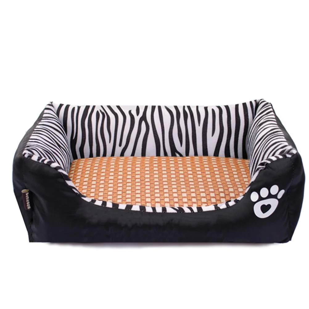 

Pet Bed Zebra Pattern Oxford Fabric Waterproof Pp Cotton Filled Soft Sleeping Mat For Dog Cat Puppy Cozy Indoor Use Pet