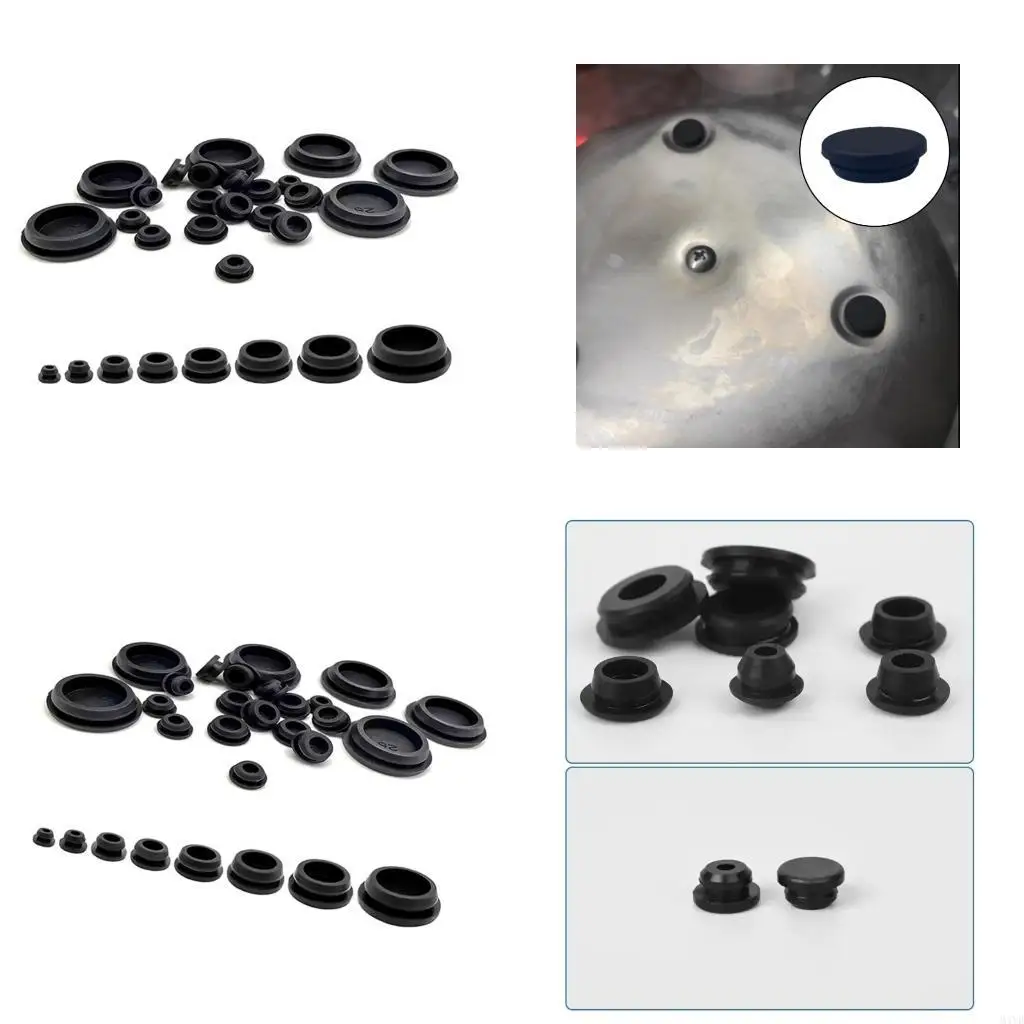 

62 шт. черные силиконовые пробки, круглые силиконовые втулки разных размеров для автомобильной мебели, электроники и проектов