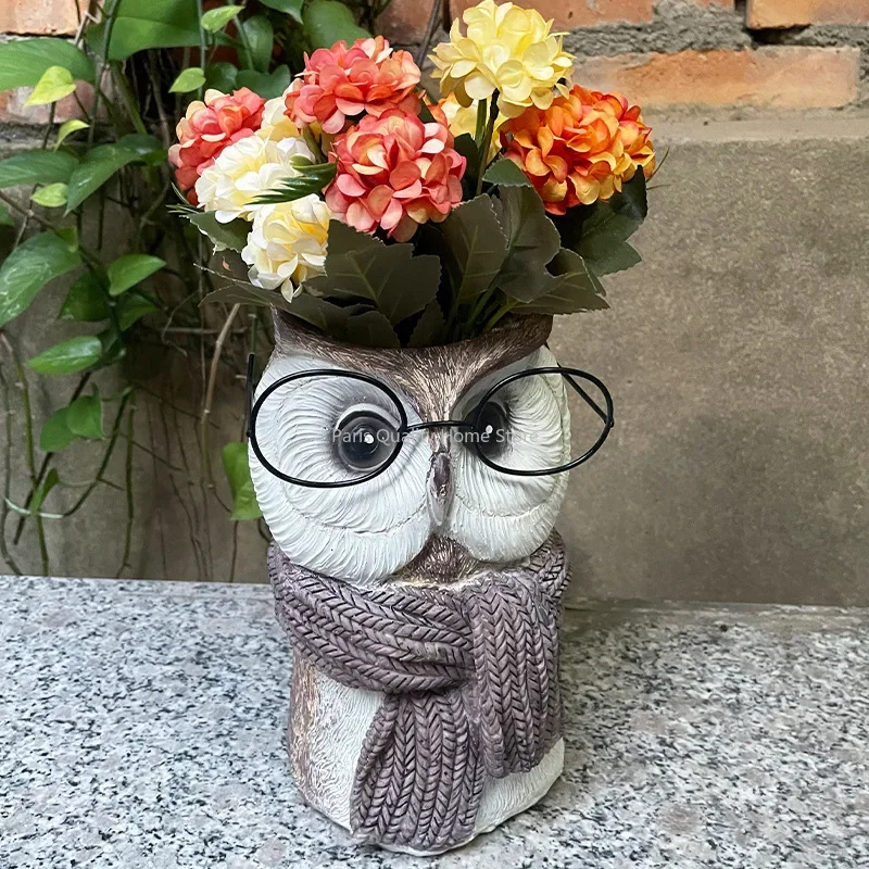 

Resin Garden Garden Animal Flower Pot Vase Decoration Garden Home Decoration Owl Deer Tabletop Crafts