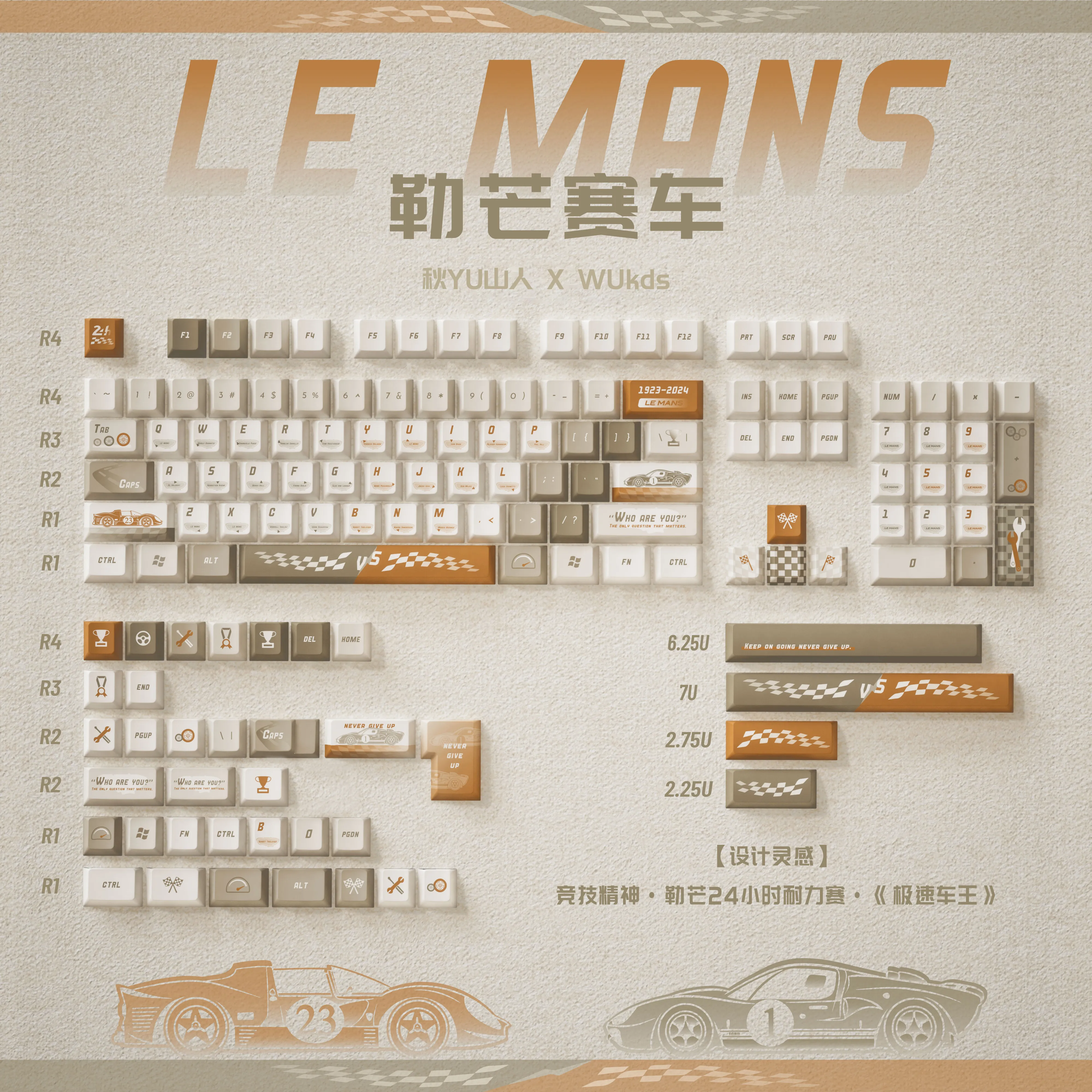 141 Le Mans keycaps PBT Cherry Profile keycaps for MX Switch mechanical keyboard original design