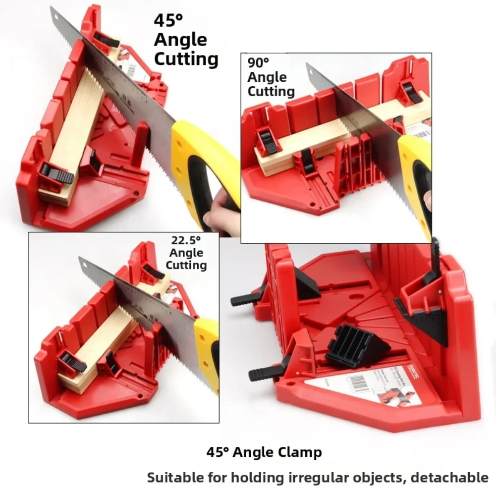 Angle Cutting Box Miter Saw Box Adjustable Miter Angles Clamping Mechanism ABS Plastic Construction Workshop Projects