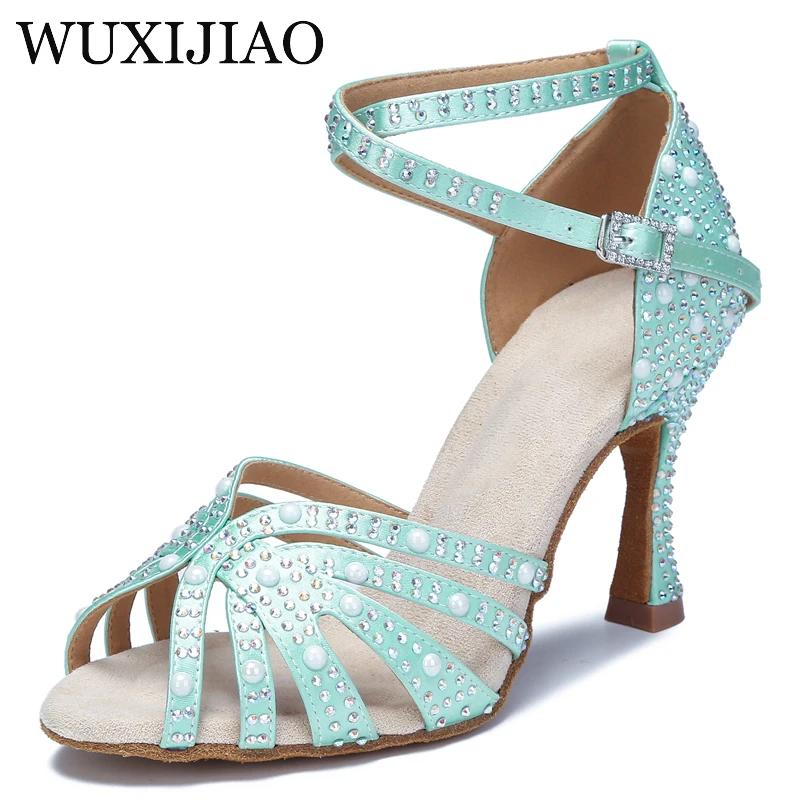 Latin dance shoes women's rhinestone party shoes ballroom dancing shoes training salsa performance shoes women's wedding sandals