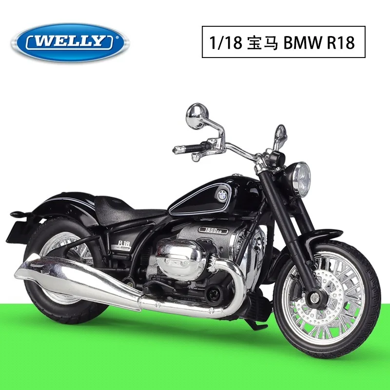 WELLY 1:18 BMW R18 Simulated Alloy Motor Models Heavy Duty Cruise Vehicle Finished Toys Motorcycle Model Collect Gift for Boys