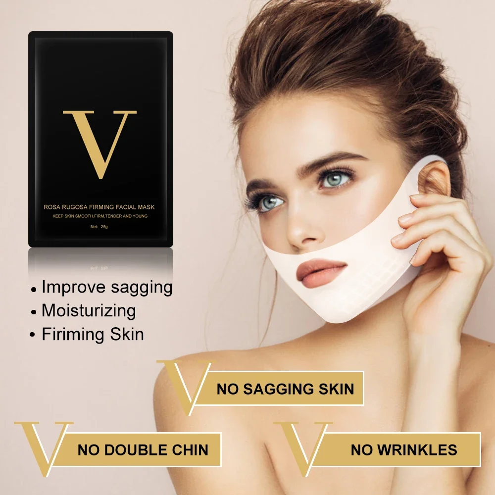 V shape Lifting Face Mask Ear Hanging Chin Cheek Lift Facial Slimming Hydrogel Thin Face-Lifting Slimmer Mask Black Packaging